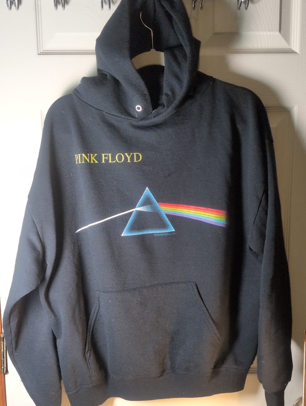 Pink Floyd Black Hoodie with Prism and Rainbow Graphic